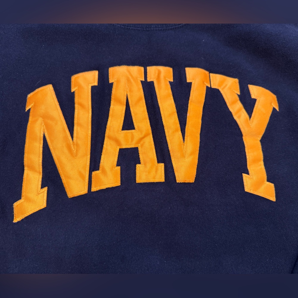 Vintage Navy Military Crewneck Sweatshirt XL • Black w/ Yellow Lettering